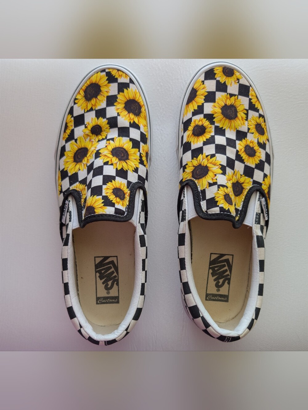 Vans Sunflower Checkerboard Slip-On Shoes - Yellow/Black